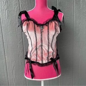 Pink and Black Lace Corset Top